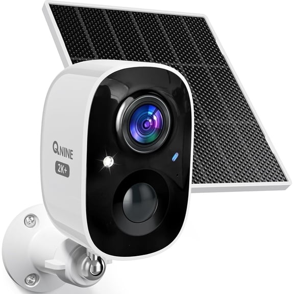 QNINE Solar Security Camera Outdoor Wireless, 2.5K 3MP WiFi Home Surveillance Camera with Solar Panel, Rechargeable Battery, Color Night Vision, PIR Motion Detection, IP66 Waterproof, 2-Way Audio