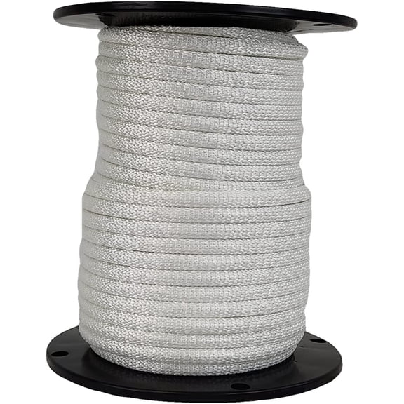 QNR 5/16" Flagpole Rope with Steel Wire Core, 100 ft Spool, Solid Braid Polyester Halyard, UV Resistant Anti Theft