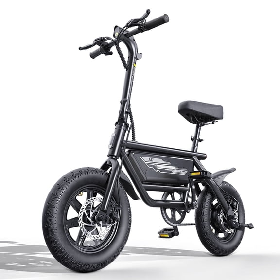 QNUT 14" Folding E-Bike for Adults/Teens - 750W Peak, 20MPH, 35-53 Mile Range (48V), 4-Speed, Comfort Seat, UL2849 Certified for City/Commuter Riding