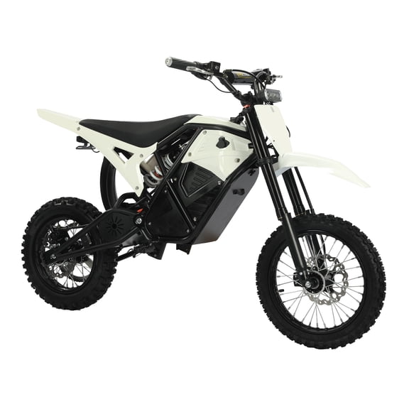 QNUT 3000W Peak Electric Dirt Bike | 48V23Ah | 53-Mile Range | 38mph Max | 14"/12" Off-Road Tire | Dual Hydraulic Brakes | Full Suspension | 13+ Age, Mountain Off-Road EBike - Canyon Black-White