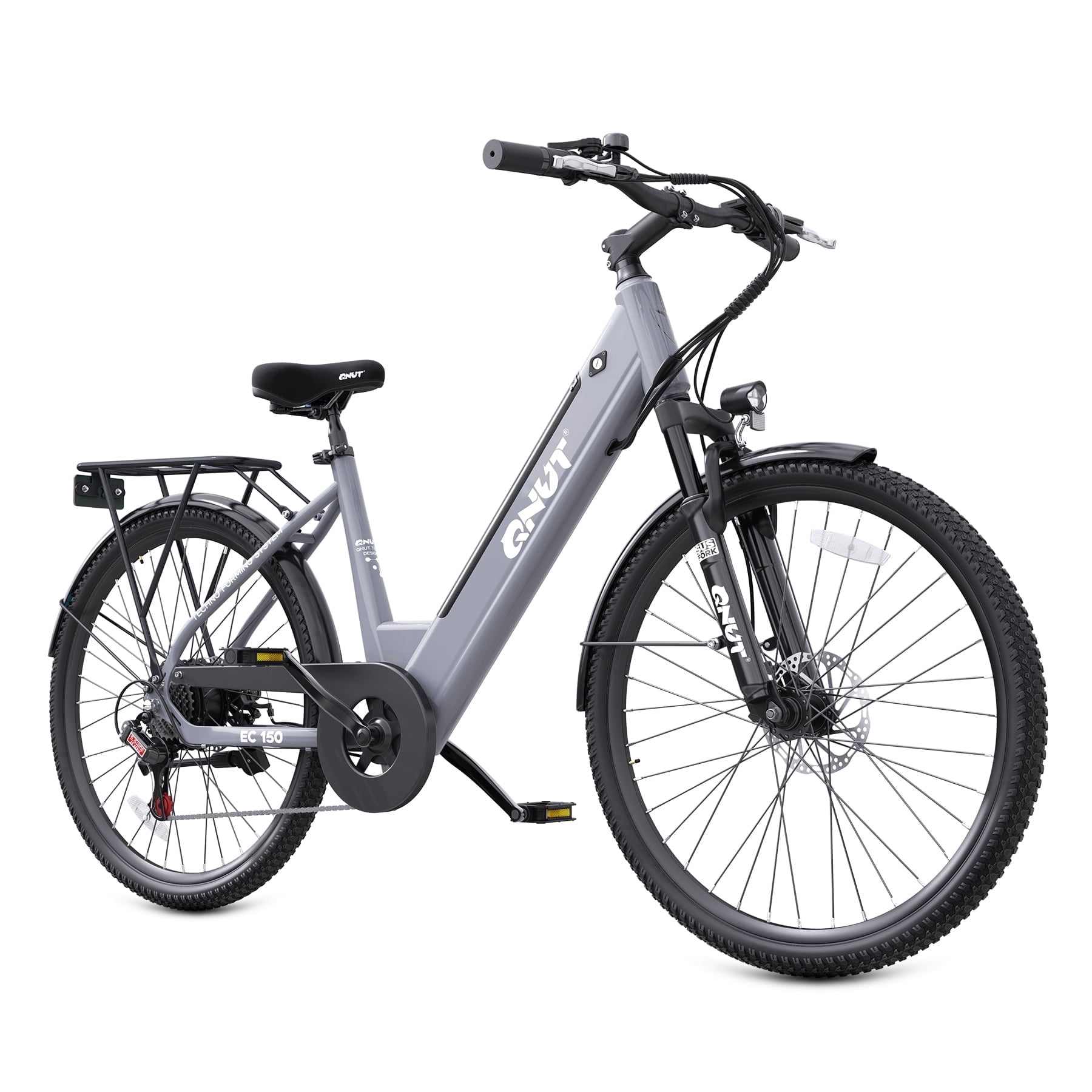 QNUT Electric Bike , 26" 1200W Peak with 48V Battery 7 Speed 20MPH 65 Miles Ebike Step Through Commuter E bike for Adults