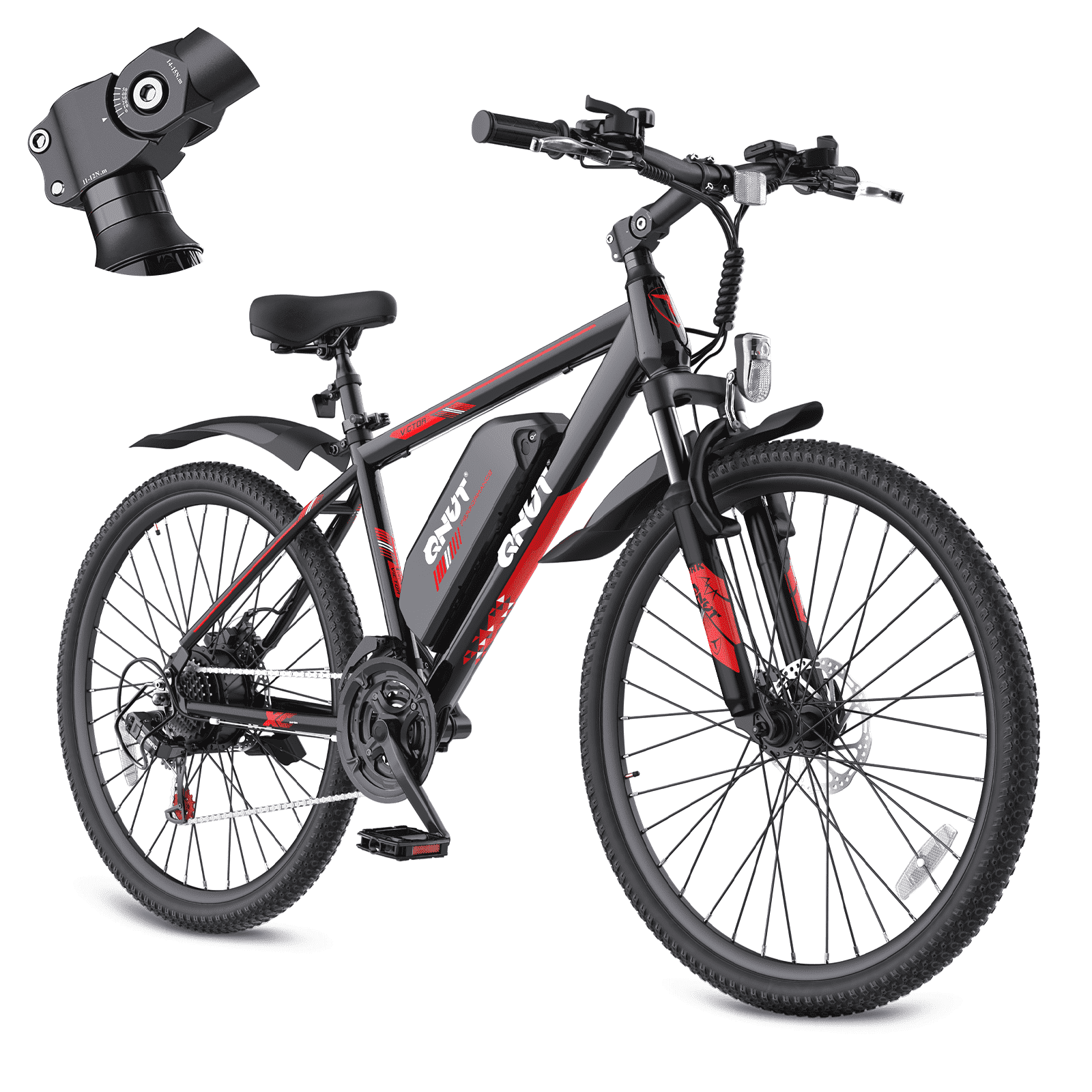QNUT Full Aluminum Electric Bike for Adults & Teens, Peak 750W, Upgraded Adjustable Handlebars, 21-Speed Commuter E-Bike with Dual Disc Brakes, 40-Mile Range, for mountain & Commuter (Blaze Core)