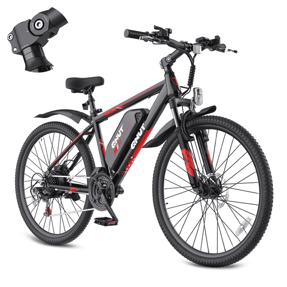 QNUT Full Aluminum Electric Bike for Adults & Teens, Peak 750W, Upgraded Adjustable Handlebars, 21-Speed Commuter E-Bike with Dual Disc Brakes, 40-Mile Range, for mountain & Commuter (Blaze Core)