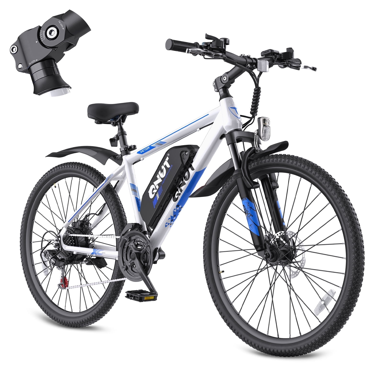 QNUT Full Aluminum Electric Bike for Adults & Teens, Peak 750W, Upgraded Adjustable Handlebars, 21-Speed Commuter E-Bike with Dual Disc Brakes, 40-Mile Range, for mountain & Commuter (Dawn Glide)