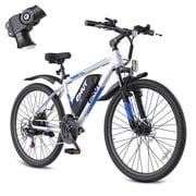 QNUT Full Aluminum Electric Bike for Adults & Teens, Peak 750W, Upgraded Adjustable Handlebars, 21-Speed Commuter E-Bike with Dual Disc Brakes, 40-Mile Range, for mountain & Commuter Dawn Glide