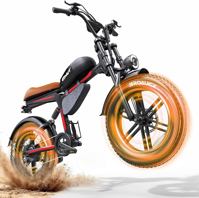 Large Electric Bicycles for Adults - 1500W Peak Motor 28MPH Speed, 48V 18Ah Battery, 60-90 Miles Range, 7-Speed Transmission, 20"x4.0" Retro Motorcycle Design for City & Trail Riding