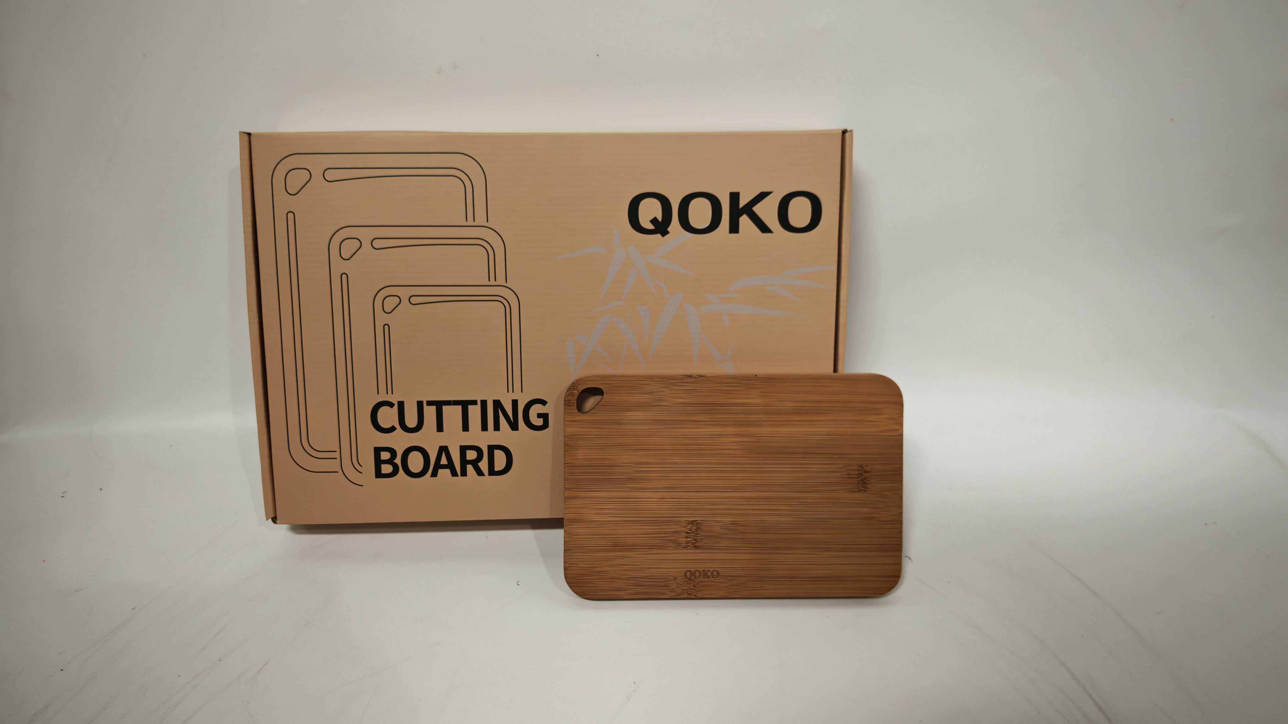 QOKO Premium Bamboo Cutting Board – Natural, Durable & Eco-Friendly Chopping Board for Kitchen – Lightweight, Knife-Friendly, Easy to Clean