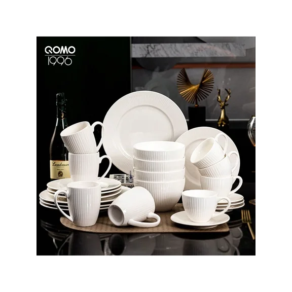 QOMO-1996 QOMO 16/20/24/36/48-Piece White Dinnerware Set, Service For 4/6/8, Dining Set