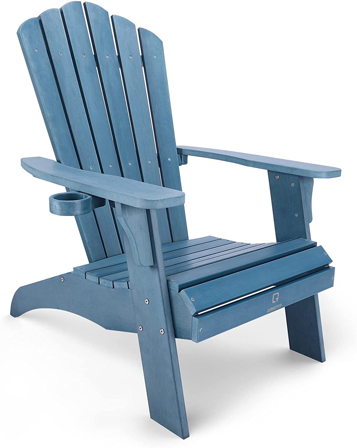 QOMOTOP Oversized Poly Lumber Adirondack Chair with Cup Holder, All-Weather Chair for Fire Pit & Garden,Fade-Resistant Lounge Chair with 350lbs Duty Rating, 38L 30.25W 41.5H (Blue) - image 1 of 7