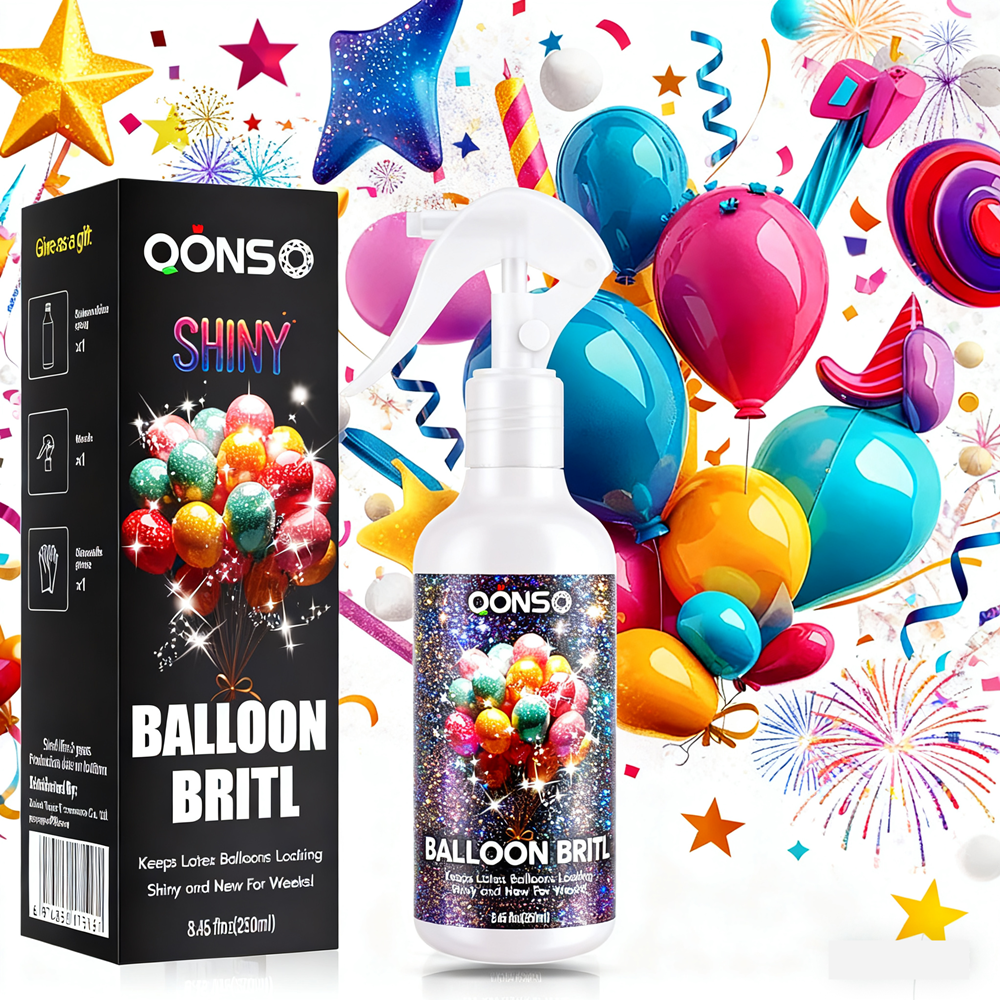 QONS 8.45 oz Balloon Spray Shine for Latex Balloons to Last Longer and ...