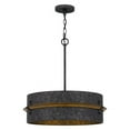 thumbnail image 1 of Quoizel Lariat 3-Light Old Black Drum Pendant Light with Wooden Trim, 1 of 9