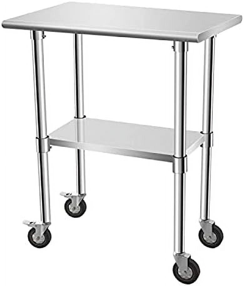 QOPEYTO Stainless Steel Table with Wheels for Food Prep & Work Upgraded