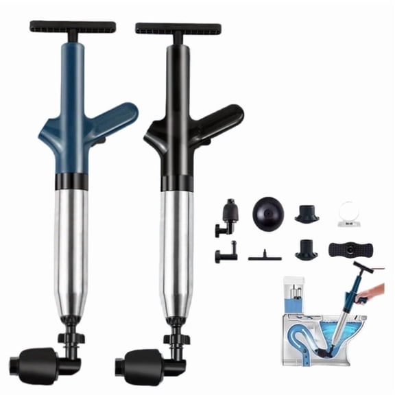 QOPR Toilet Plunger and Drain Snake, High Pressure Air Drain Blaster Toilet Auger Clog Remover for Bathroom Sink & Bathtub（Black）