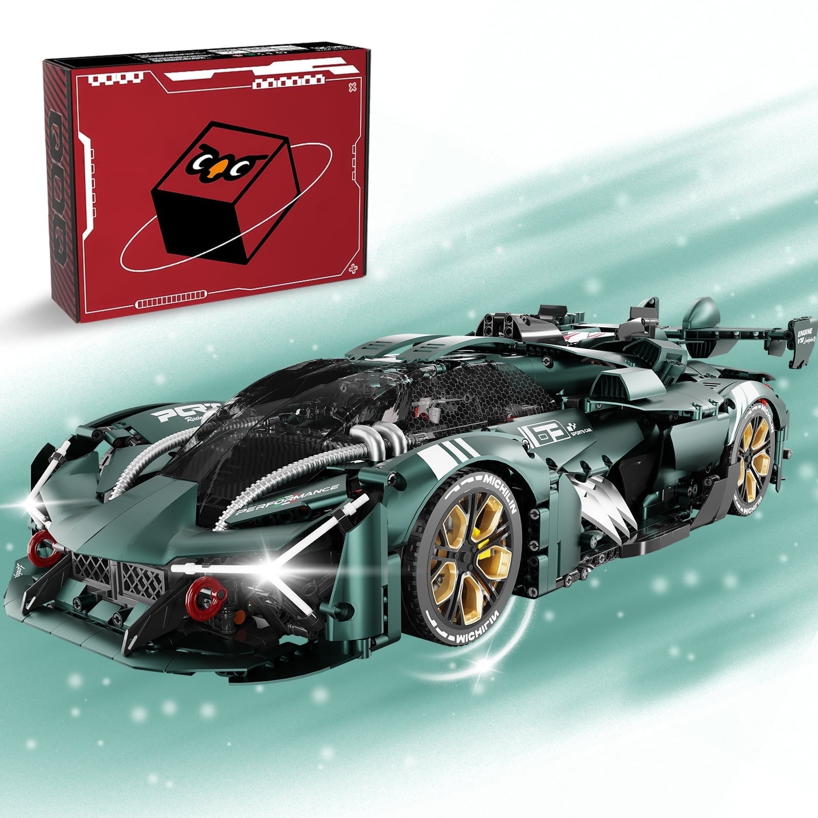 QOQ Adult Collectible Model Cars Building Block Super Car Model Kits 1:8 Scale Birthday Gift for Men