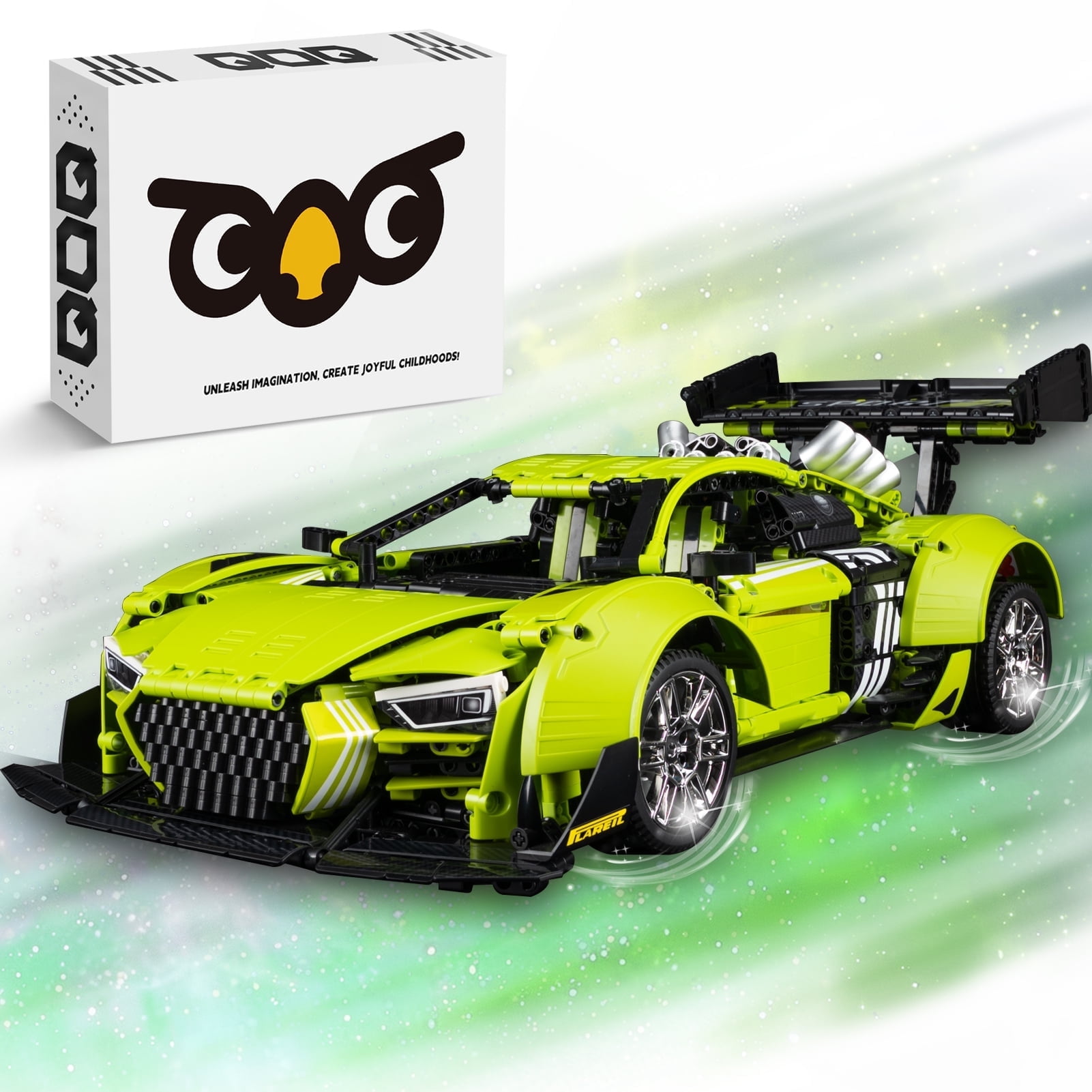 Leimao 1:10 Green Super Car Building Sets, Unique Racing Model of Decor Gift for 8+ Kids(2641Pcs)