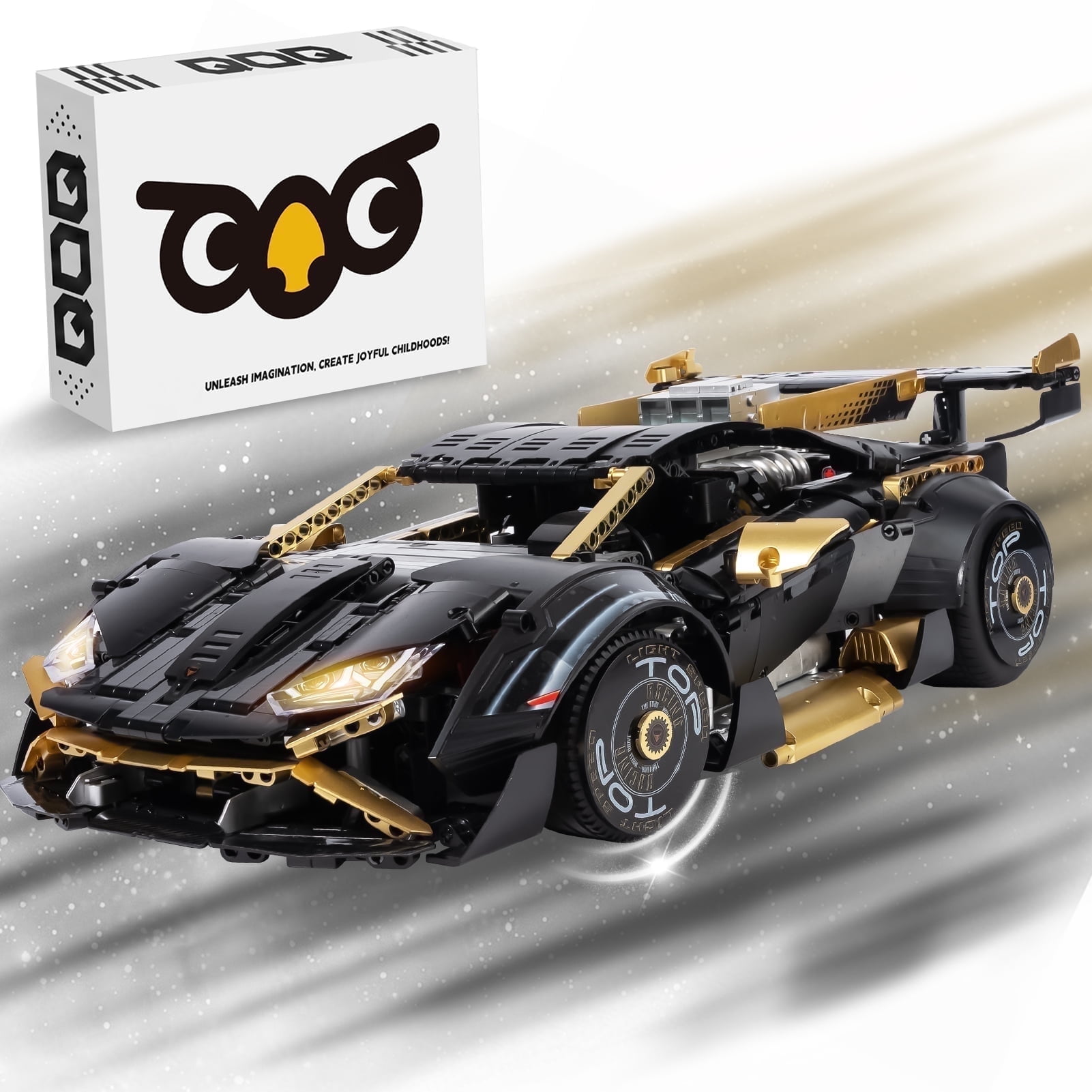 Leimao 1:8 Yellow Super Car Building Sets, Adults Racing Model Car, Decor Collectible Gift(3466 Pcs)