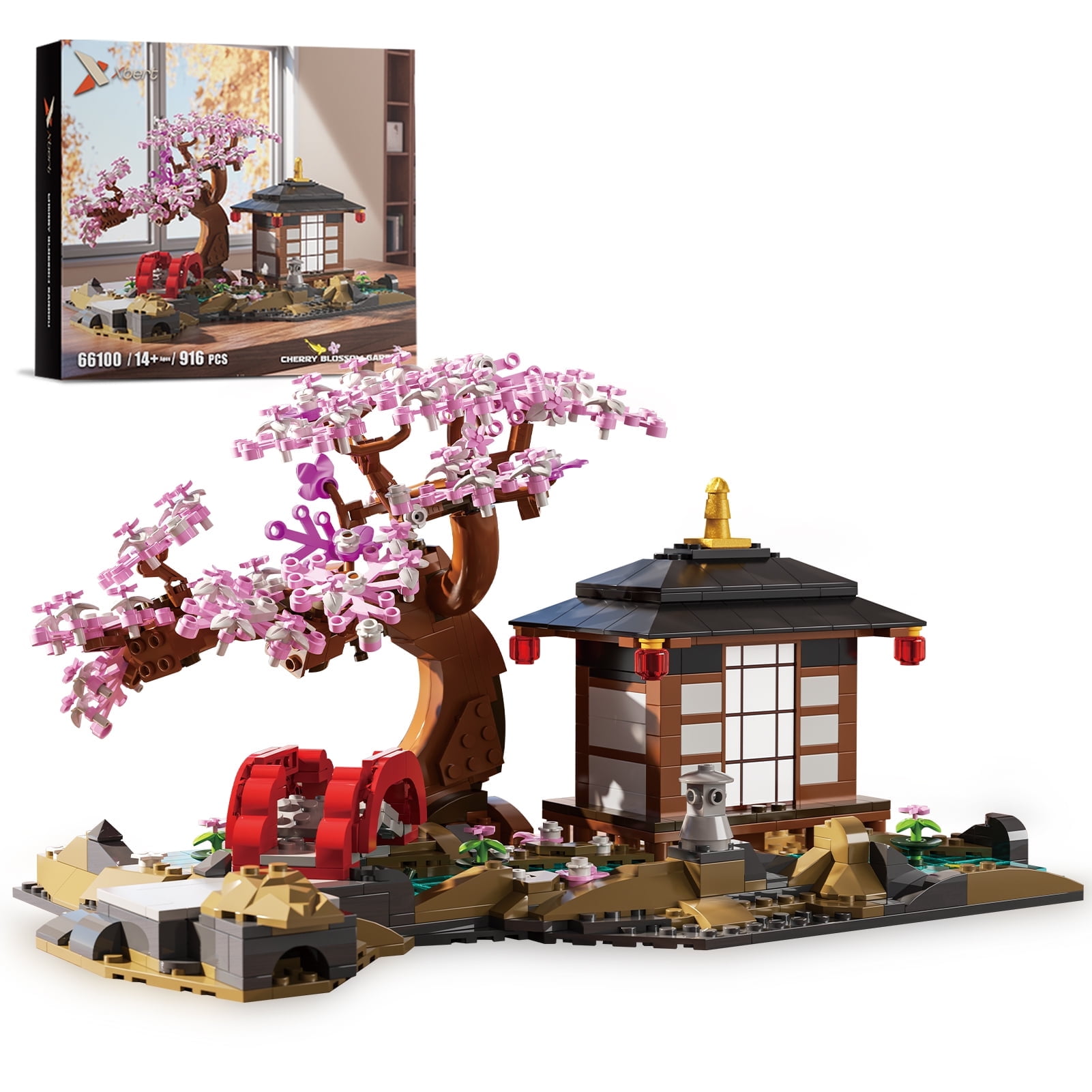 QOQ Cherry Blossom Tree Building Block Toys for Adults, Flowers Plants Display for Home Decor, Creative Mini Bricks Gift for Kids 14+ (916PCS)