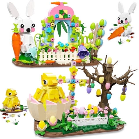 QOQ BRICK Easter Rabbit Building Blocks Set, 877Pcs Animal Building Toy for Kids 8+, Creative Easter Gift for Boys and Girls