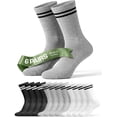 thumbnail image 1 of QORUX Cotton Crew Socks 6 Pack, Men & Women’s Ribbed Athletic Casual Socks, Soft Breathable Stretch Socks 2 White 2 Gray 2 Black 10-12, 1 of 8