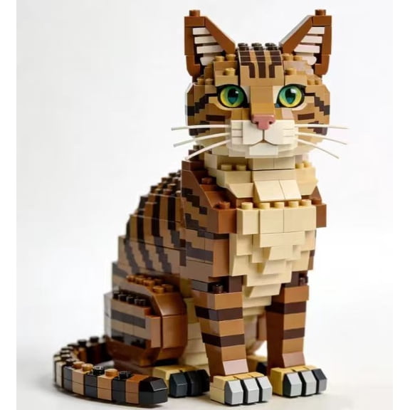QPAZ Cat Lover Building Block Display Set, Cute Cat-Themed Collectible Figures, Creative Desktop Decor Toy Gift