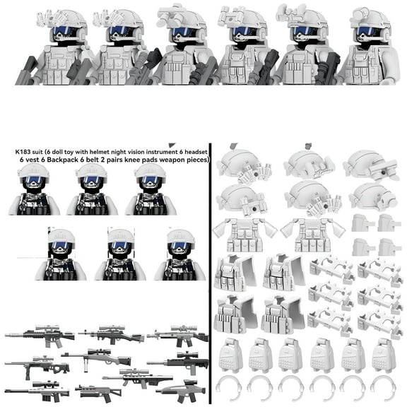 QPAZ Children's Building Block Action Figures Set - Ghost Camouflage Special Forces Soldier Figures, Military Toy Collection