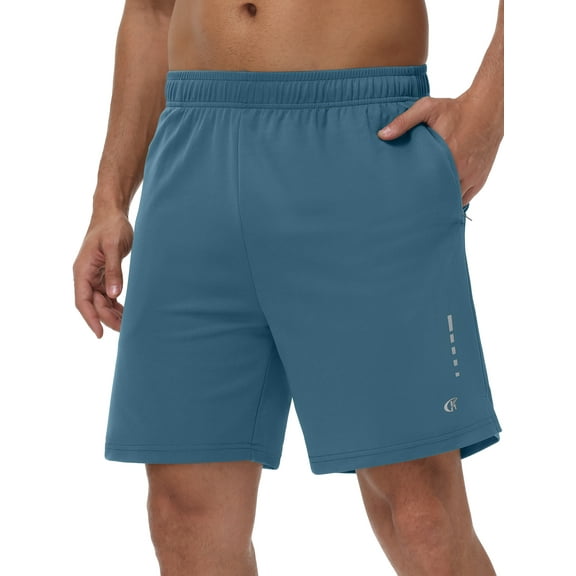 QPNGRP Men's 7" Athletic Basketball Shorts Workout Gym Quick Dry Shorts Lightweight Mesh Running Shorts Grey blue L