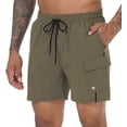 thumbnail image 1 of QPNGRP Men's Beach Swim Trunks Quick Dry Sports Fitness Shorts Drawstring Zipper Pockets and Mesh Lining Khaki 30, 1 of 7