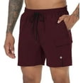 thumbnail image 1 of QPNGRP Men's Beach Swim Trunks Quick Dry Sports Fitness Shorts Drawstring Zipper Pockets and Mesh LiningWine red 36, 1 of 8