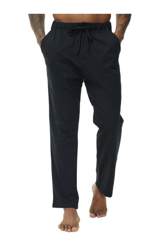 Men's Casual Pants Cotton Linen Loose Open Bottom Classic Relaxed Fit Running Trousers Pockets Black L