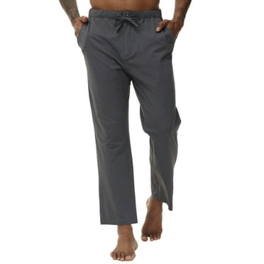 QPNGRP Men's Casual Pants Cotton Linen Loose Open Bottom Classic Relaxed Fit Running Trousers Pockets Darkgray L
