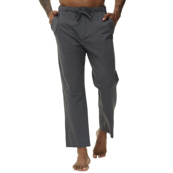 QPNGRP Men's Casual Pants Cotton Linen Loose Open Bottom Classic Relaxed Fit Running Trousers Pockets Darkgray S