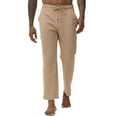 thumbnail image 1 of QPNGRP Men's Casual Pants Cotton Linen Loose Open Bottom Classic Relaxed Fit Running Trousers Pockets Khaki XL, 1 of 6