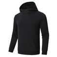 thumbnail image 1 of QPNGRP Men's Casual Pullover Lightweight Hoodie Long Sleeve Solid Waffle knitted Hooded Plus Size Black 4XL, 1 of 6
