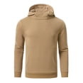 thumbnail image 1 of QPNGRP Men's Casual Pullover Lightweight Hoodie Long Sleeve Solid Waffle knitted Hooded Plus Size Khaki M, 1 of 6