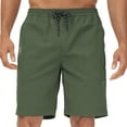 thumbnail image 1 of QPNGRP Men's Casual Shorts with Zipper Pockets Elastic Waistband with Drawstring Cargo Stretch Short Army, 1 of 7