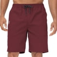 thumbnail image 1 of QPNGRP Men's Casual Shorts with Zipper Pockets Elastic Waistband with Drawstring Cargo Stretch Short Burgundy, 1 of 7