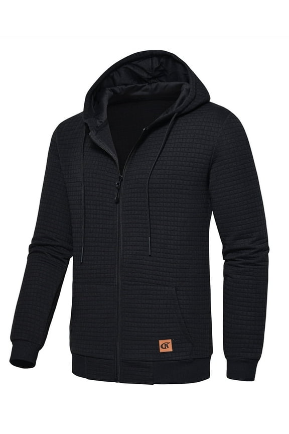 Men's Full-Zip Hoodie Lightweight Hoodie Sweatshirt Jacket Solid Hooded with Kanga Pocket Black 3XL