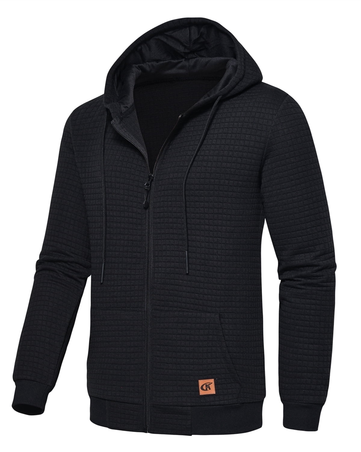 QPNGRP Men's Full-Zip Hoodie Lightweight Hoodie Sweatshirt Jacket Solid Hooded with Kanga Pocket Black 5XL