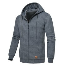 QPNGRP Men's Full-Zip Hoodie Lightweight Hoodie Sweatshirt Jacket Solid Hooded with Kanga Pocket Gray 3XL