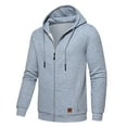 thumbnail image 1 of QPNGRP Men's Full-Zip Hoodie Lightweight Hoodie Sweatshirt Jacket Solid Hooded with Kanga Pocket Lightgray S, 1 of 6