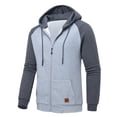 thumbnail image 1 of QPNGRP Men's Full-Zip Hoodie Lightweight Hoodie Sweatshirt Jacket Solid Hooded with Kanga Pocket, 1 of 6
