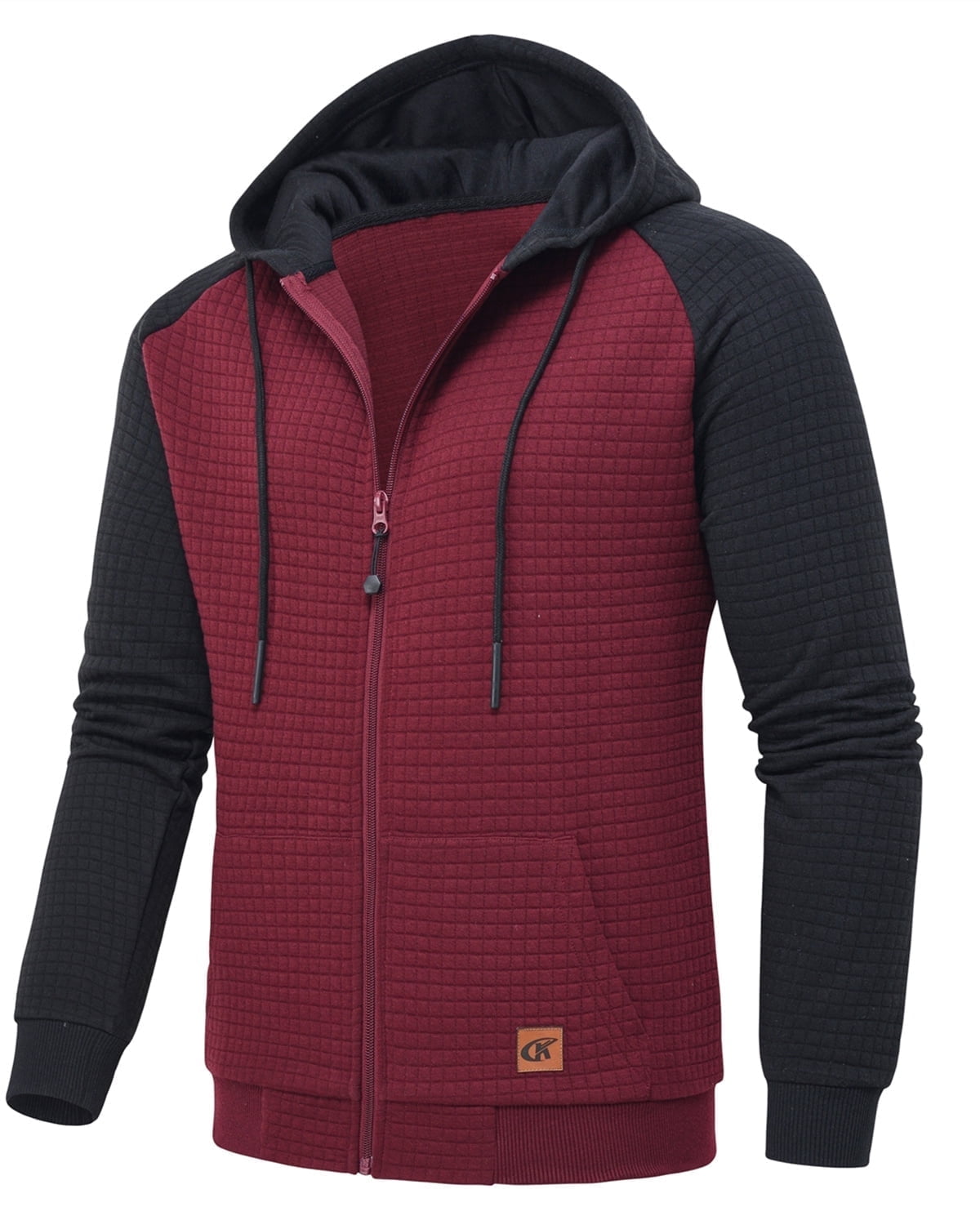 QPNGRP Men's Full-Zip Hoodie Lightweight Hoodie Sweatshirt Jacket Solid Hooded with Kanga Pocket