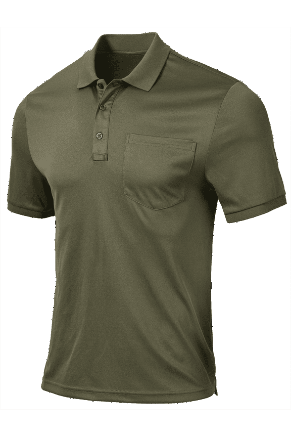 Men's Golf Polo Shirts Short Sleeve Moisture Wicking Dry Fit Performance Daily Casual Stylish Collared Shirts for Men Army Green S