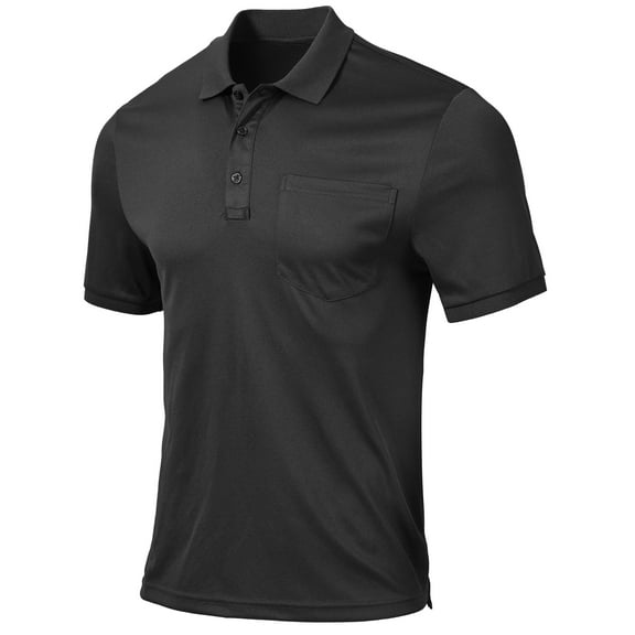QPNGRP Men's Golf Polo Shirts Short Sleeve Moisture Wicking Dry Fit Performance Daily Casual Stylish Collared Shirts for Men Black XL