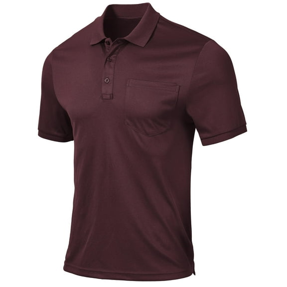 QPNGRP Men's Golf Polo Shirts Short Sleeve Moisture Wicking Dry Fit Performance Daily Casual Stylish Collared Shirts for Men Burgundy 2XL