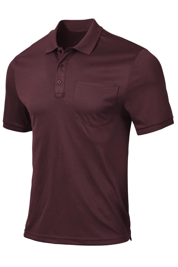 Men's Golf Polo Shirts Short Sleeve Moisture Wicking Dry Fit Performance Daily Casual Stylish Collared Shirts for Men Burgundy M