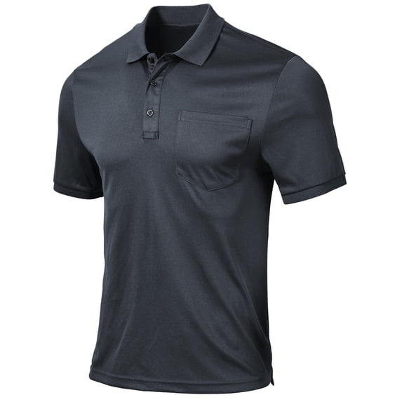 QPNGRP Men's Golf Polo Shirts Short Sleeve Moisture Wicking Dry Fit Performance Daily Casual Stylish Collared Shirts for Men Dark Grey XL