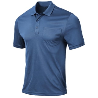 QPNGRP Men's Golf Polo Shirts Short Sleeve Moisture Wicking Dry Fit Performance Daily Casual Stylish Collared Shirts for Men Deep Blue L