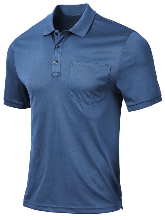 Men's Golf Polo Shirts Short Sleeve Moisture Wicking Dry Fit Performance Daily Casual Stylish Collared Shirts for Men Deep Blue L