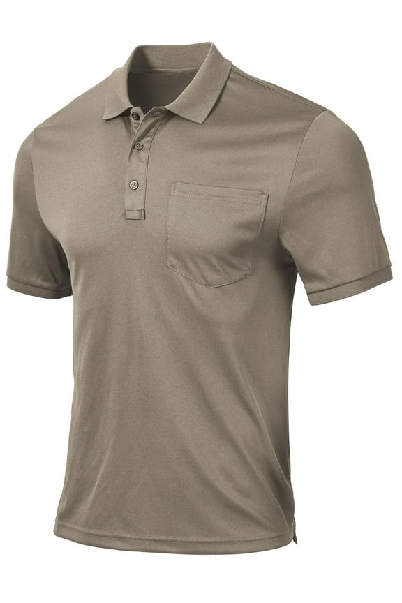 Men's Golf Polo Shirts Short Sleeve Moisture Wicking Dry Fit Performance Daily Casual Stylish Collared Shirts for Men Khaki L